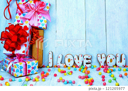 gift box on wooden table, christmas background gift box on wooden table, christmas background 121205977