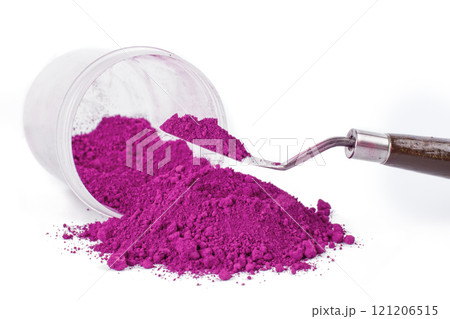dry pink pigment, pink ultramarine, pink ochre, purple on a white background dry pink pigment, pink ultramarine, pink ochre, purple on a white background 121206515