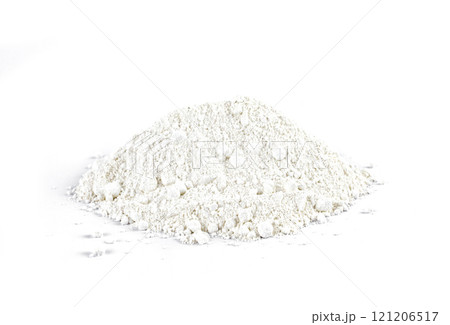 Fine White Powder Displayed on a Clean Surface for Culinary or Baking Purposes 121206517