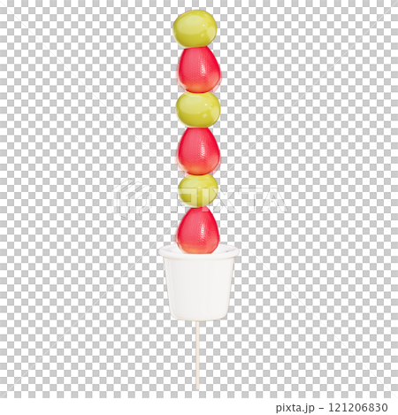 Tanghulu , a variety of Chinese candied fruits on skewers on transparent background , 3D Rendering 121206830