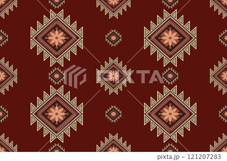 Navajo tribal vector seamless pattern. Native American ornament. Ethnic South Western decor style. Boho geometric ornament. Vector seamless pattern. Mexican blanket, rug. Woven carpet illustration. 121207283