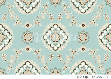 Motifs African boho paisley Floral Ikat pattern embroidery damask. Ethnic ikat floral Ethnic Indian Pattern Ikat pattern Ethnic Pattern.Damask indian floral Aztec embroidery border seamless patterns. 121207295