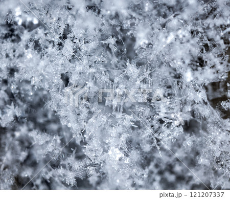 natural snowflakes on snow, winter 121207337