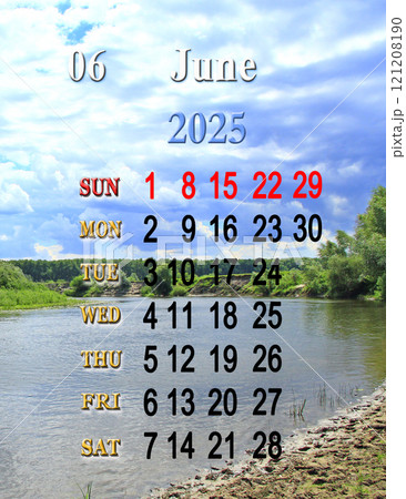 Calendar for June 2025 with photo. Daily organizer. June 2025 organizer 121208190