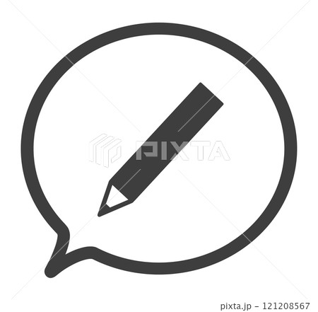 シンプルな黒色の鉛筆マークと吹き出し シンプルな黒色の鉛筆マークと吹き出し 121208567