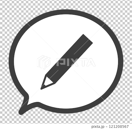 Simple black pencil mark and speech bubble Simple black pencil mark and speech bubble 121208567