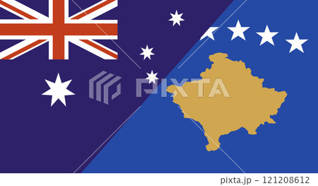 Flag of Australia and Kosovo. Two Flag Together. Political relations Flag of Australia and Kosovo. Two Flag Together. Political relations 121208612
