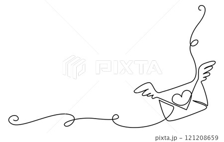 Valentines day card decoration. Love letter with wings and heart. 121208659