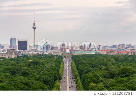 Berlin summer skyline aerial view with Tiergarten from Victory Column, Berlin, Germany Berlin summer skyline aerial view with Tiergarten from Victory Column, Berlin, Germany 121208781