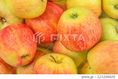 Background of apples, Fresh ripe red apples as background, top view 121208820