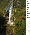 Cable car in the mountains on a background of blue sky. Cable car in the mountains on a background of blue sky. 121208989