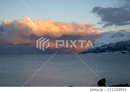 Colorful sunrise at the norwegian country, Norway Colorful sunrise at the norwegian country, Norway 121209041