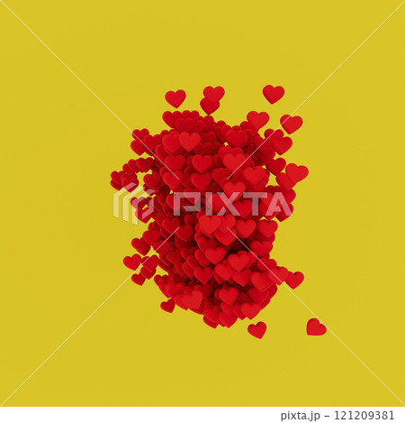 Lots of hearts. 3D rendering. High quality illustration. Love Design Template. Social Media Network Backdrop 121209381
