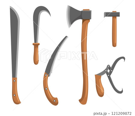 Cartoon lumberjacks handle instruments 121209872