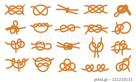 Cartoon isolated rope knots. Sailing boating...のイラスト素材 [121210131] - PIXTA