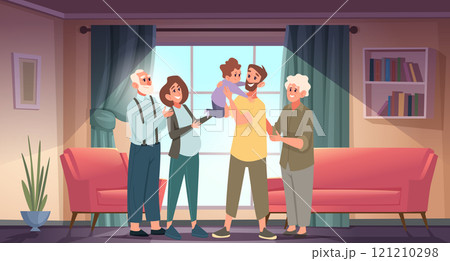Diverse ethnicity. Father mother and happy kids exact vector diverse nationalities people 121210298