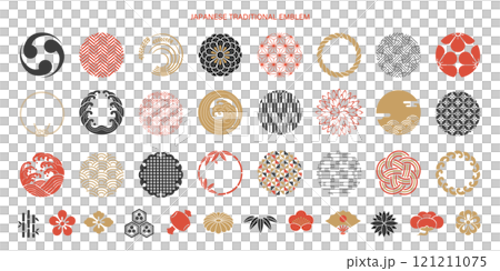 日本圖案符號和日式圖示集/新年插畫 121211075