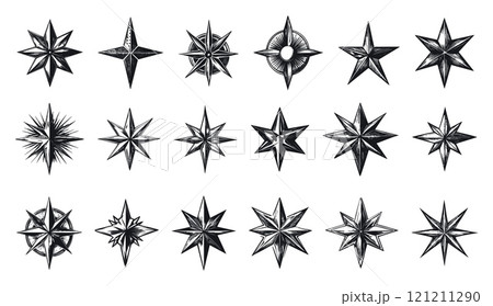 Star Signs Set Ink Pen Style Vector Illustrations Unique Artwork Creative Design Decorative Elements Artistic Visuals Modern Graphics Distinctive Art Style Astrology Symbols 121211290
