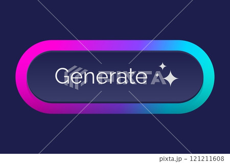 Ai generate button. 3d buttons bar neumorphic ux ui interface design, artificial intelligence sign logotype future technology command prompt online application vector illustration 121211608