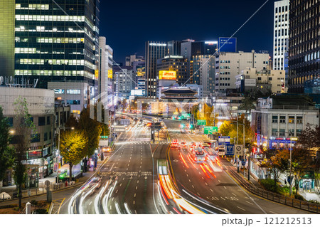 ソウル 夜の世宗大路と南大門 ソウル 夜の世宗大路と南大門 121212513
