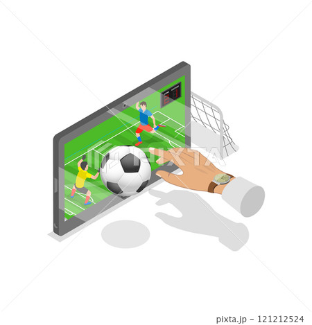 3D Isometric Flat Vector Illustration of People Bet On Sports Online, Popular Pastime. Item 2 121212524