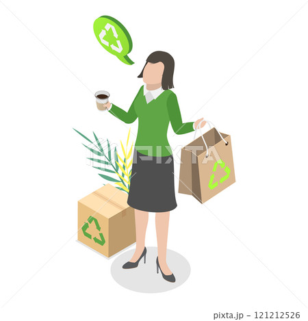 3D Isometric Flat Vector Illustration of Zero Waste, Circular Economy. Item 2 121212526