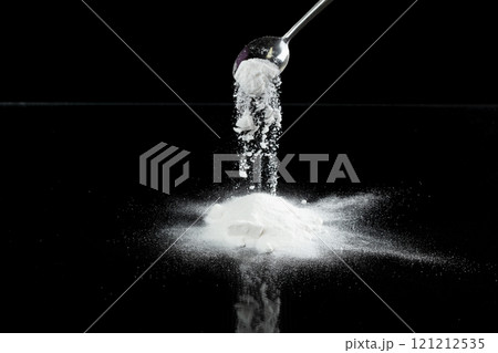 Tapioca starch flour fly explosion, White powder tapioca starch fall down in air. Seasoning flour powder is element material. Eyeshadow crush make up. Black background Isolated selective focus blur Tapioca starch flour fly explosion, White powder tapioca starch fall down in air. Seasoning flour powder is element material. Eyeshadow crush make up. Black background Isolated selective focus blur 121212535