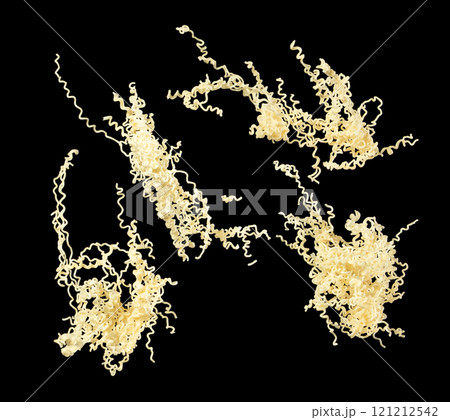 Instant noodle fly in mid air. Pouring instant Noodle fall spill splash. Noodle food is ramen Japanese soup Chinese. Black background isolated Instant noodle fly in mid air. Pouring instant Noodle fall spill splash. Noodle food is ramen Japanese soup Chinese. Black background isolated 121212542