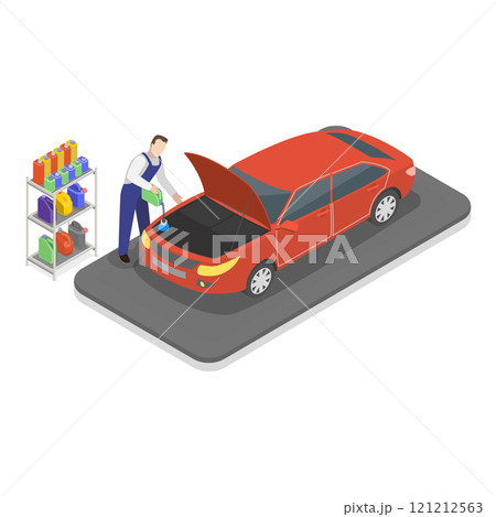 3D Isometric Flat Vector Illustration of Car Service, Professional Auto Diagnostic. Item 3 121212563