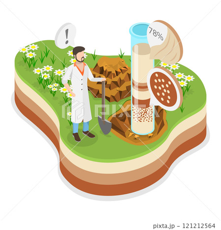 3D Isometric Flat Vector Illustration of Soil Analysis , Controlling Earth Pollution. Item 2 3D Isometric Flat Vector Illustration of Soil Analysis , Controlling Earth Pollution. Item 2 121212564