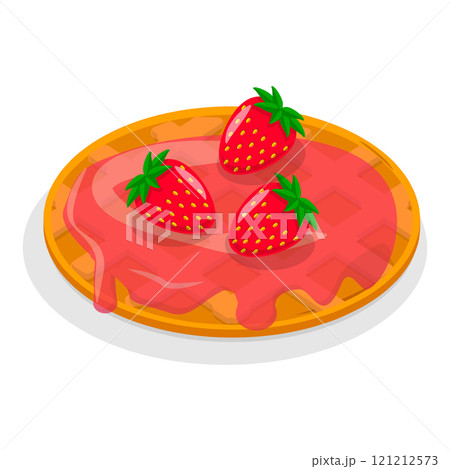 3D Isometric Flat Vector Illustration of Homemade Pastry, Assorted Belgian Waffles with Fresh Berries, Cream, and Icecream. Item 8 3D Isometric Flat Vector Illustration of Homemade Pastry, Assorted Belgian Waffles with Fresh Berries, Cream, and Icecream. Item 8 121212573