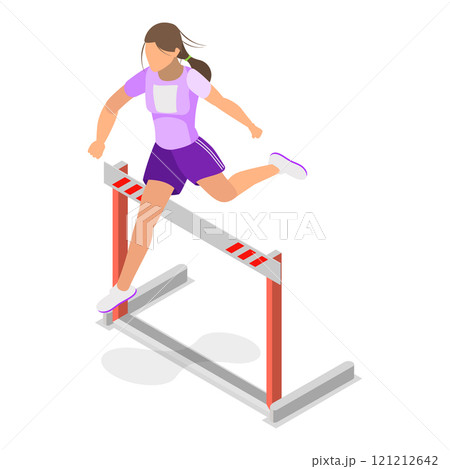 3D Isometric Flat Vector Illustration of Running With Barrier , An Intense Workout Challenge. Item 1 121212642