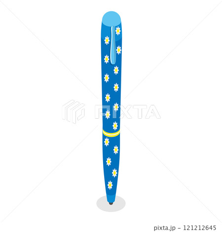 3D Isometric Flat Vector Set of Various Kawaii Pens, Stationery for School and Work. Item 1 121212645