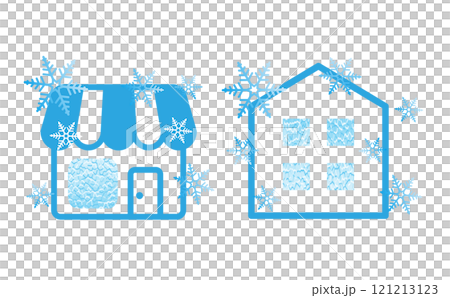 寒さで霜が降りて結露する家と店 寒さで霜が降りて結露する家と店 121213123