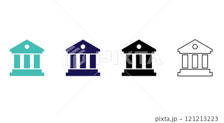銀行や庁舎の建物のアイコンセット 銀行や庁舎の建物のアイコンセット 121213223