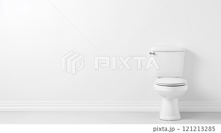 シンプルで清潔な白いトイレの背景素材 121213285