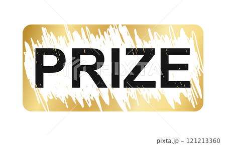 Golden scratchcard surface in rectangle shape with scraped texture and Prize text. Winner raffle, lottery or scratch card template. Vector illustration 121213360