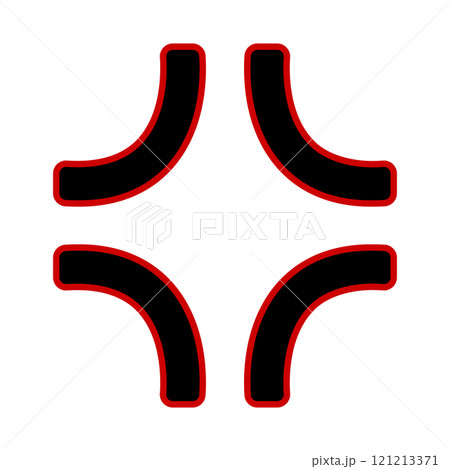 Cross popping veins symbol. Anger or irritation effect icon in manga style comics. Angry emotion anime cartoon sign isolated on white background. Manpu pictogram. Vector flat illustration 121213371