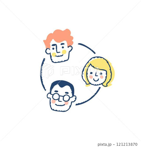 つながっているイメージの3人の男女 121213870