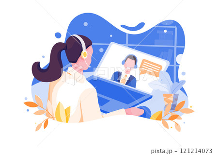 Interview & Hiring Illustration concept. Flat illustration isolated on white background Interview & Hiring Illustration concept. Flat illustration isolated on white background 121214073