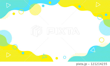 幾何学模様02 チラシ・Web・動画背景素材16:9サイズ 水色 青 シアン イエロー	 121214235