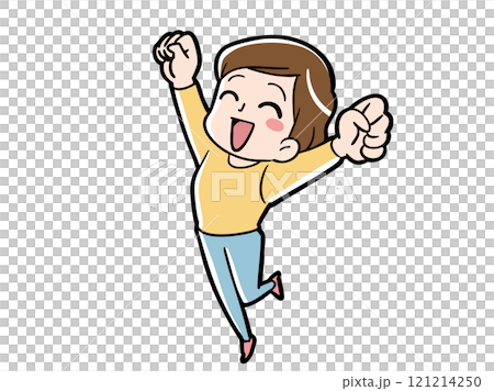 便衣女子高興地舉起雙手 便衣女子高興地舉起雙手 121214250