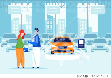 Car Dealership Illustration concept. Flat illustration isolated on white background 121214294