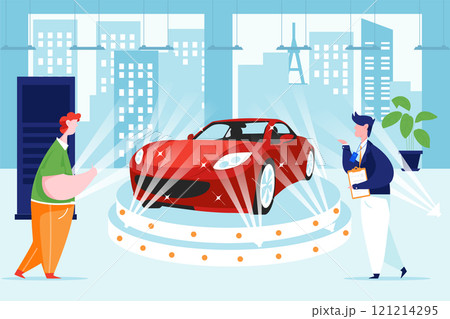 Car Dealership Illustration concept. Flat illustration isolated on white background Car Dealership Illustration concept. Flat illustration isolated on white background 121214295