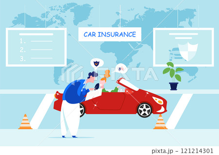 Car Dealership Illustration concept. Flat illustration isolated on white background 121214301