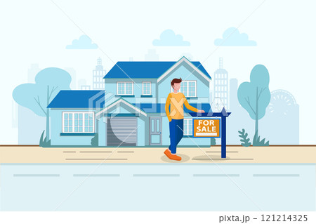 Real Estate and Construction Illustration concept on white background 121214325