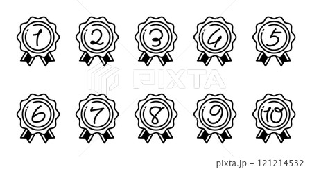 シンプルでかわいい、メダルのランキングアイコンセット 121214532