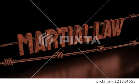 The  Martial law on Black Background concept 3d rendering. 121214653