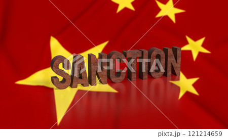The sanction on china flag background for Business concept 3d rendering. The sanction on china flag background for Business concept 3d rendering. 121214659