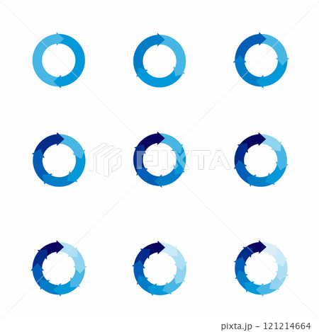Set of arrow pie charts. Financial analysis data 2,3,4,5,6,7,8,9,10 sections elements for business presentation, Vector Illustration Set of arrow pie charts. Financial analysis data 2,3,4,5,6,7,8,9,10 sections elements for business presentation, Vector Illustration 121214664
